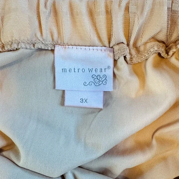 Metrowear Beige Sheer Overlay Skirt 3X Elastic Waist Lined Midi Skirt - Picture 10 of 12